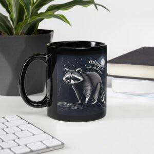 Raccoon Black Glossy Mug — Salish (Pend d’Oreille Kootenai)