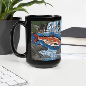 Salmon Black Glossy Mug — Salish (Pend d’Oreille Kalispel)