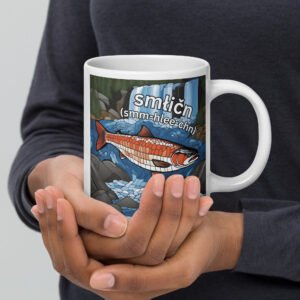 Salmon White Glossy Mug – Salish (Pend d’Oreille Kalispel)